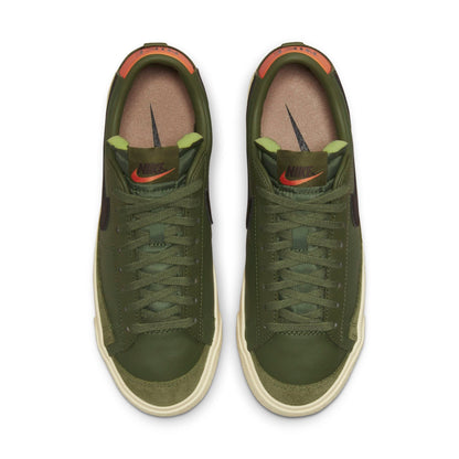 Nike Women's Blazer Low 77 'Medium Olive Orange Trans' Sneakers