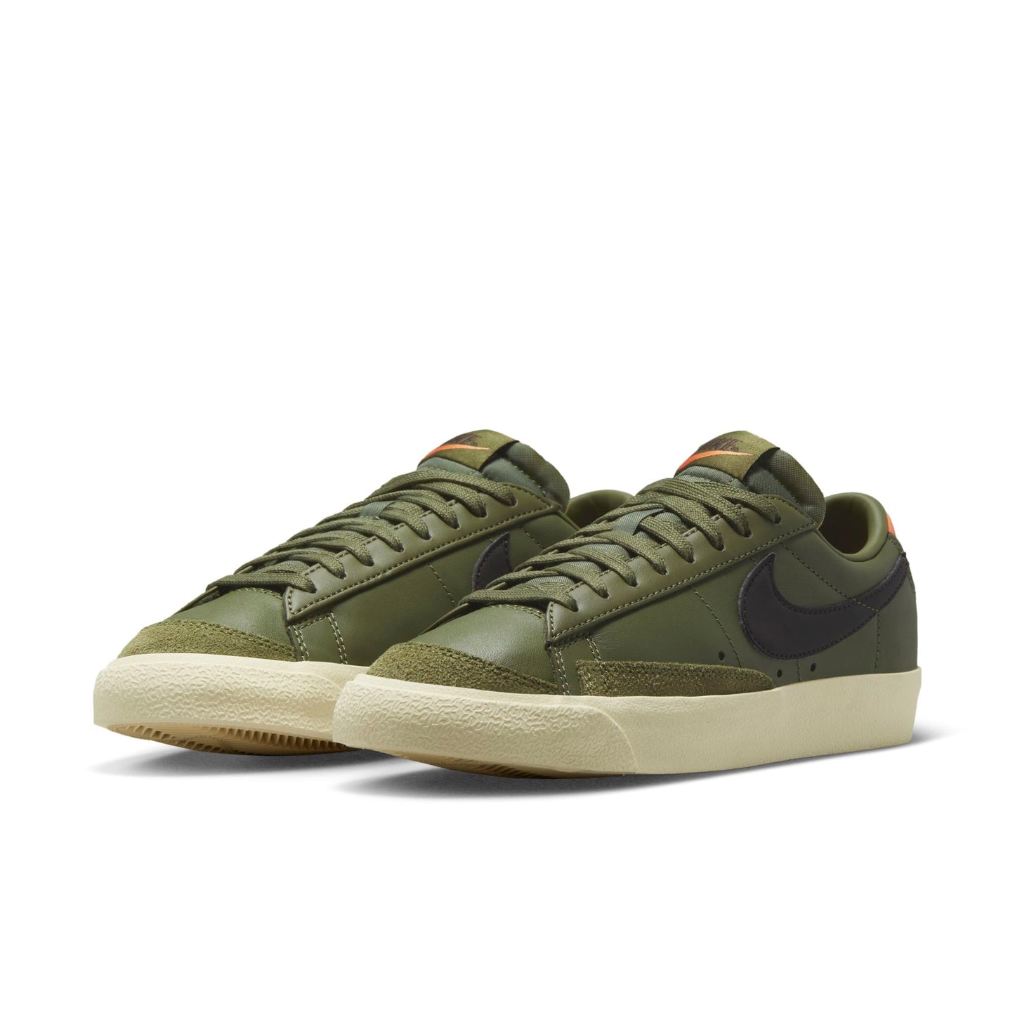 Nike Women's Blazer Low 77 'Medium Olive Orange Trans' Sneakers