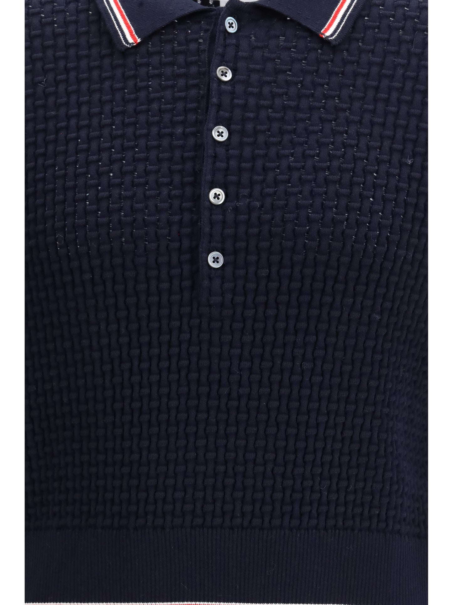 Polo Shirt Woven Cotton Navy