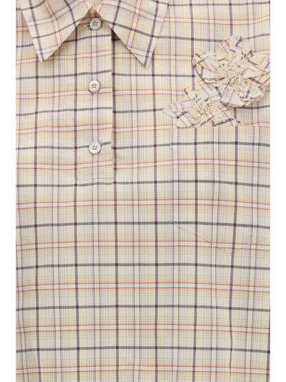 Shirt Checked Poplin Natural/Lilac