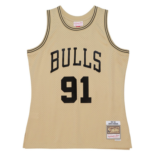 Mitchell & Ness Men's Khaki Black Swingman Jersey Bulls 1997 Dennis Rodman