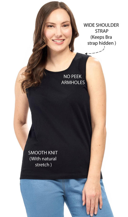 Women's Classic Relaxed Fit Cotton blend Sleeveless Tank Top
