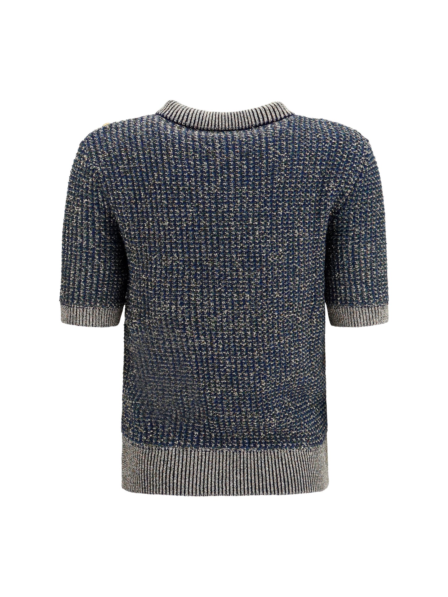 Short-Sleeve Sequin Sweater Navy/Green