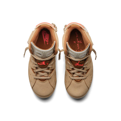 Air Jordan Preschool Retro 6 'Travis Scott British Khaki' Ps Sneakers