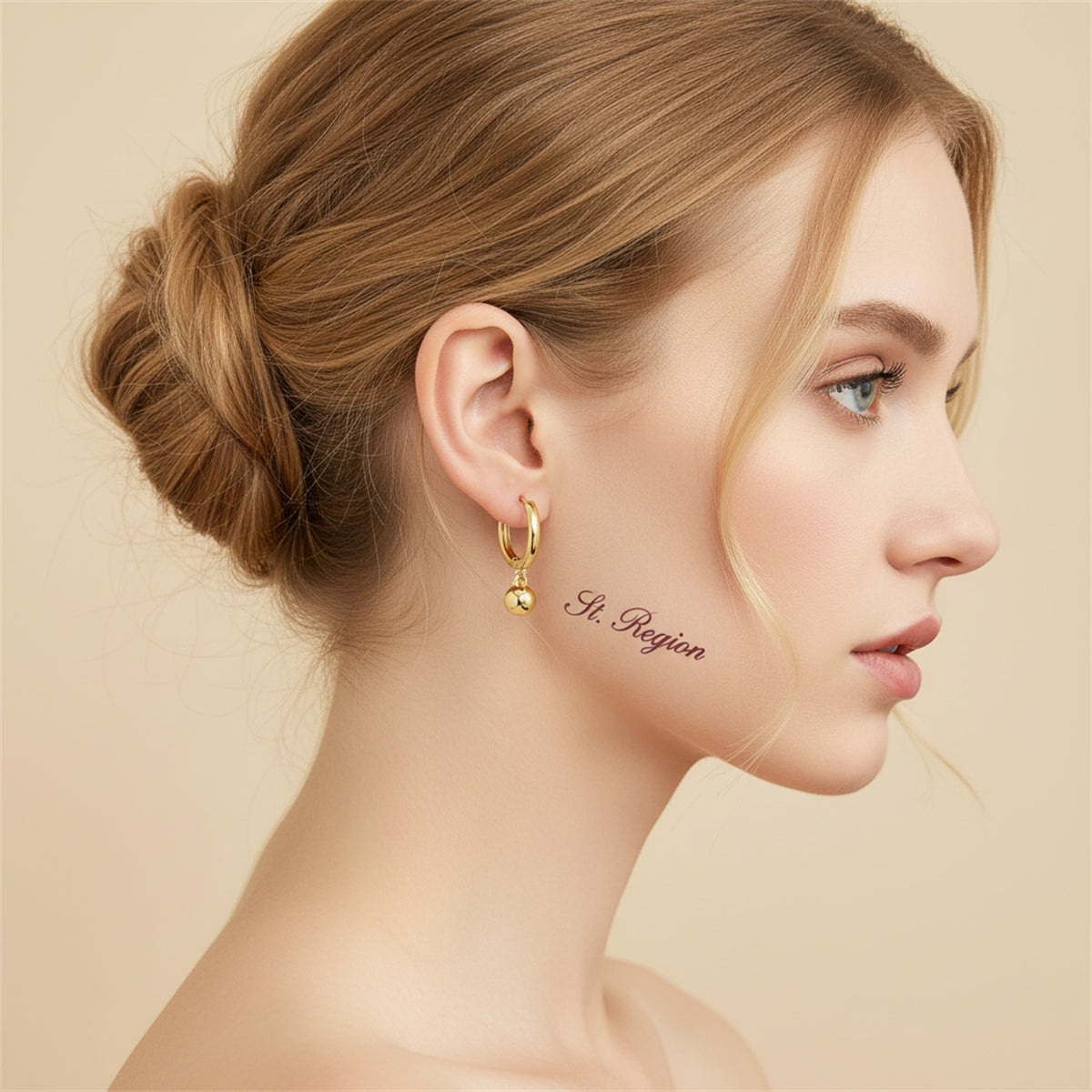 Goldtone Ball Hoop Earrings
