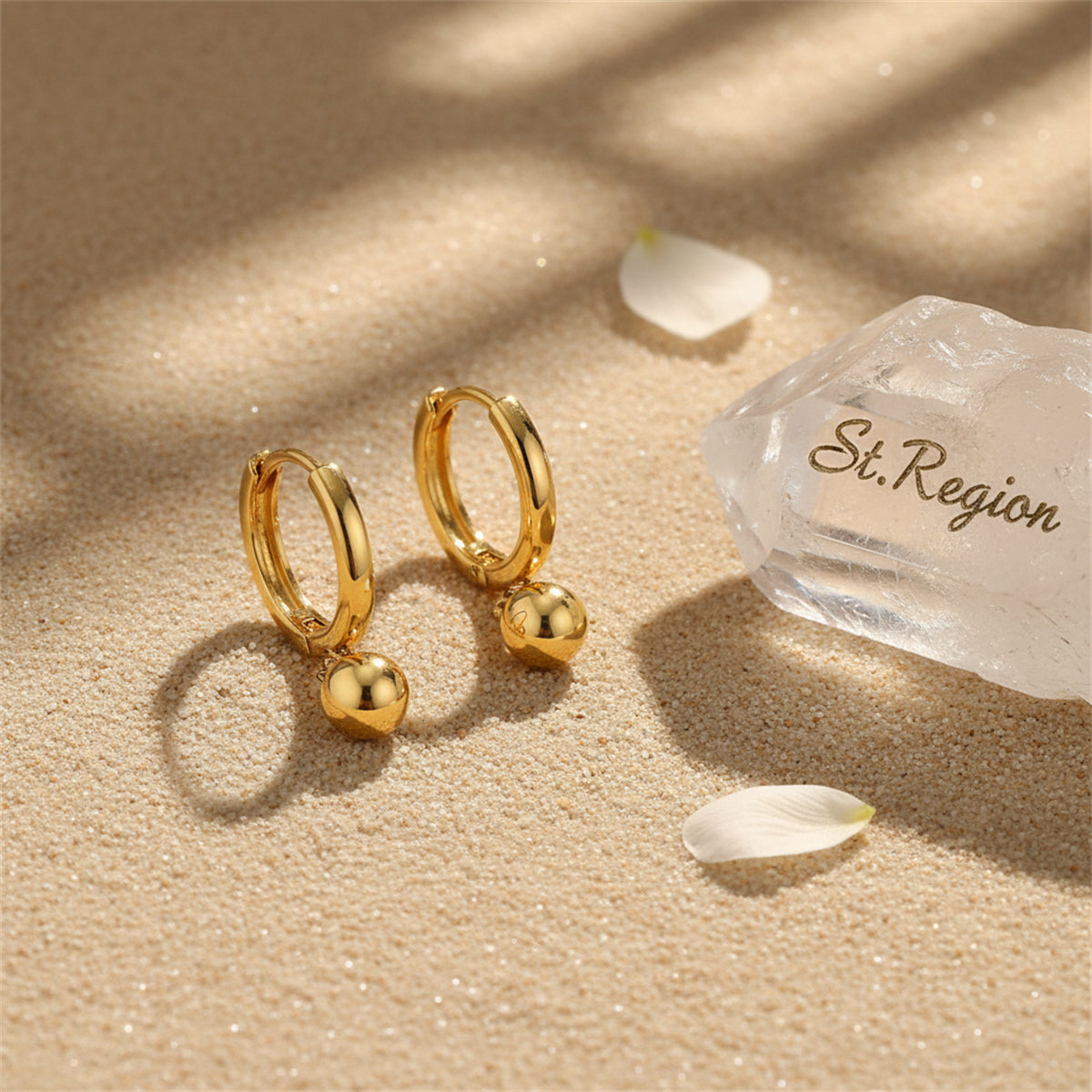 Goldtone Ball Hoop Earrings