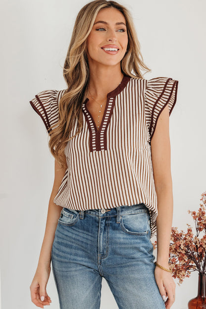 Threaded Pear Karter Ruffled Short Sleeve Blouse