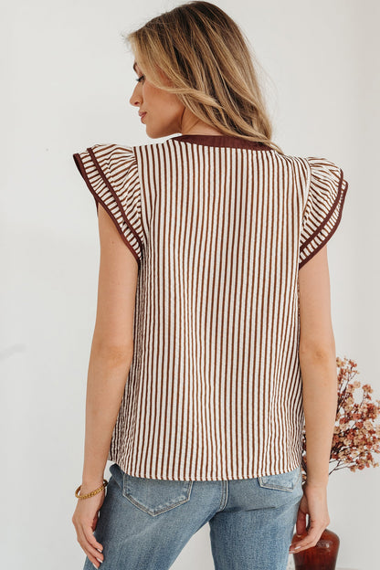 Threaded Pear Karter Ruffled Short Sleeve Blouse