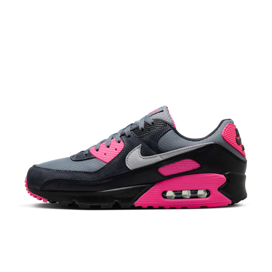 Nike Men's Air Max 90 'Wolf Grey Hyper Pink' Sneakers