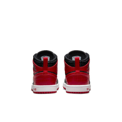 Air Jordan Preschool Retro 1 Mid 'Black Red Bred Ps' Sneakers