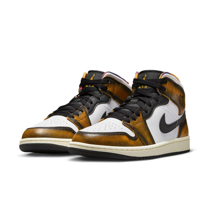 Air Jordan Men's Retro 1 Mid Se 'Orange Wear Away' Sneakers