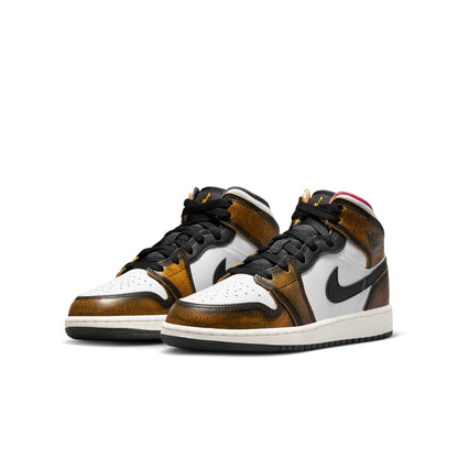Air Jordan Youth Retro 1 Mid Se 'Orange Wear Away Gs Sneakers