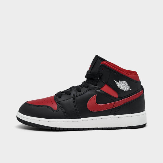 Grade School Air Jordan Retro 1 Mid 'Black Summit White Varsity Red (Gs)'