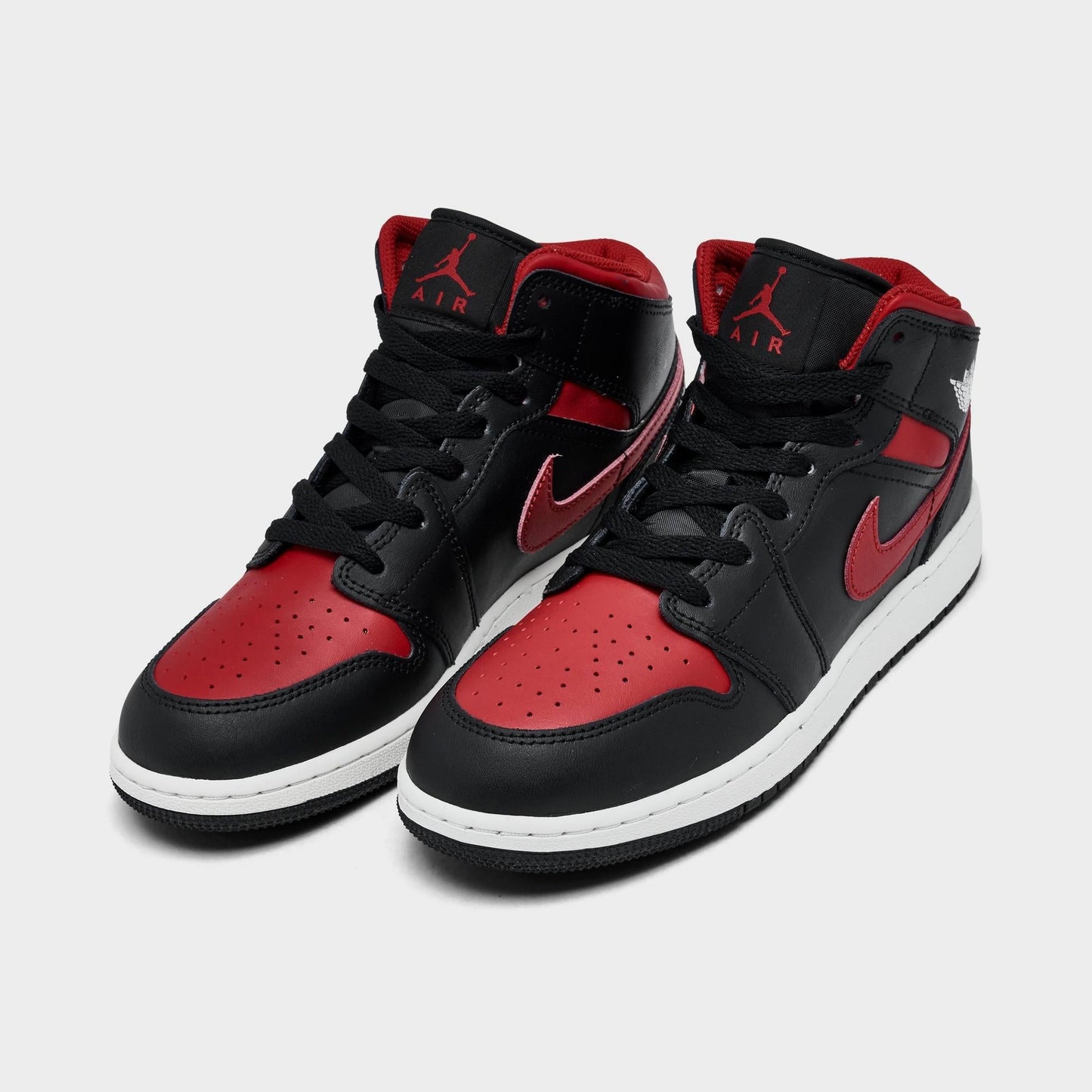 Grade School Air Jordan Retro 1 Mid 'Black Summit White Varsity Red (Gs)'