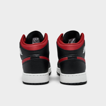 Air Jordan Grade School Retro 1 Mid 'Black Summit White Varsity Red Gs' Sneakers