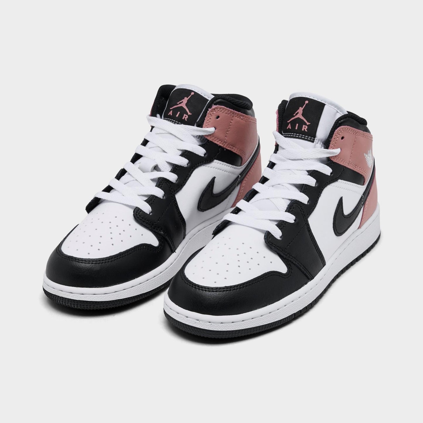 Air Jordan Grade School Retro 1 Mid 'White Rust Pink Black Gs' Sneakers
