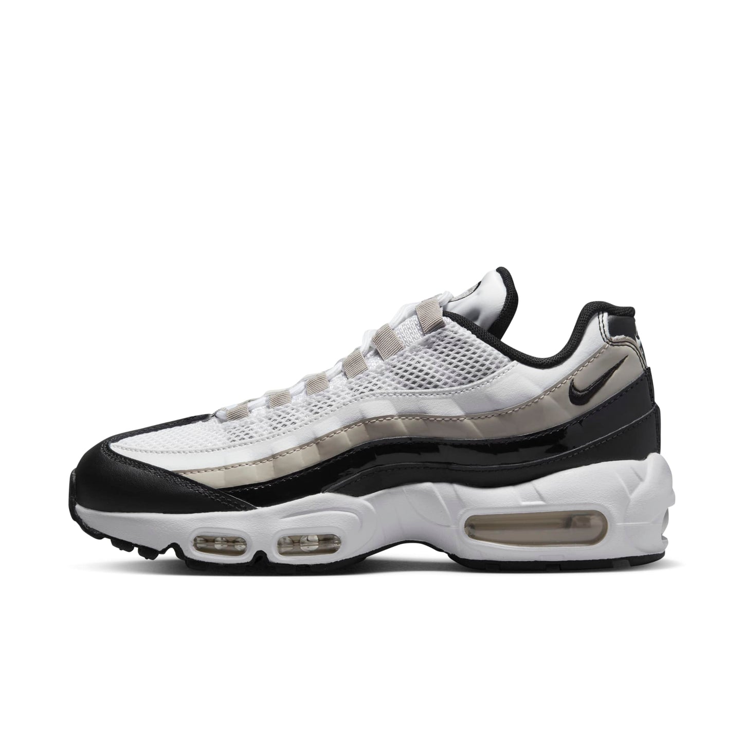 Nike Women's Air Max 95 'White Light Iron Ore Black Patent' Sneakers
