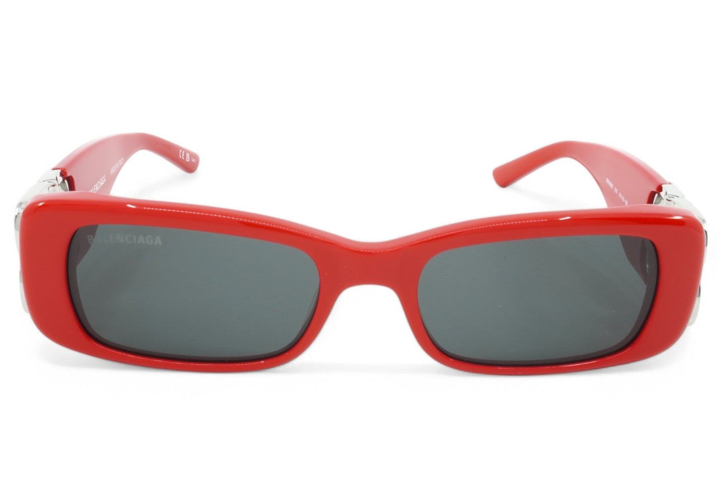 Women's Balenciaga Rectangular Sunglasses - Red/Silver