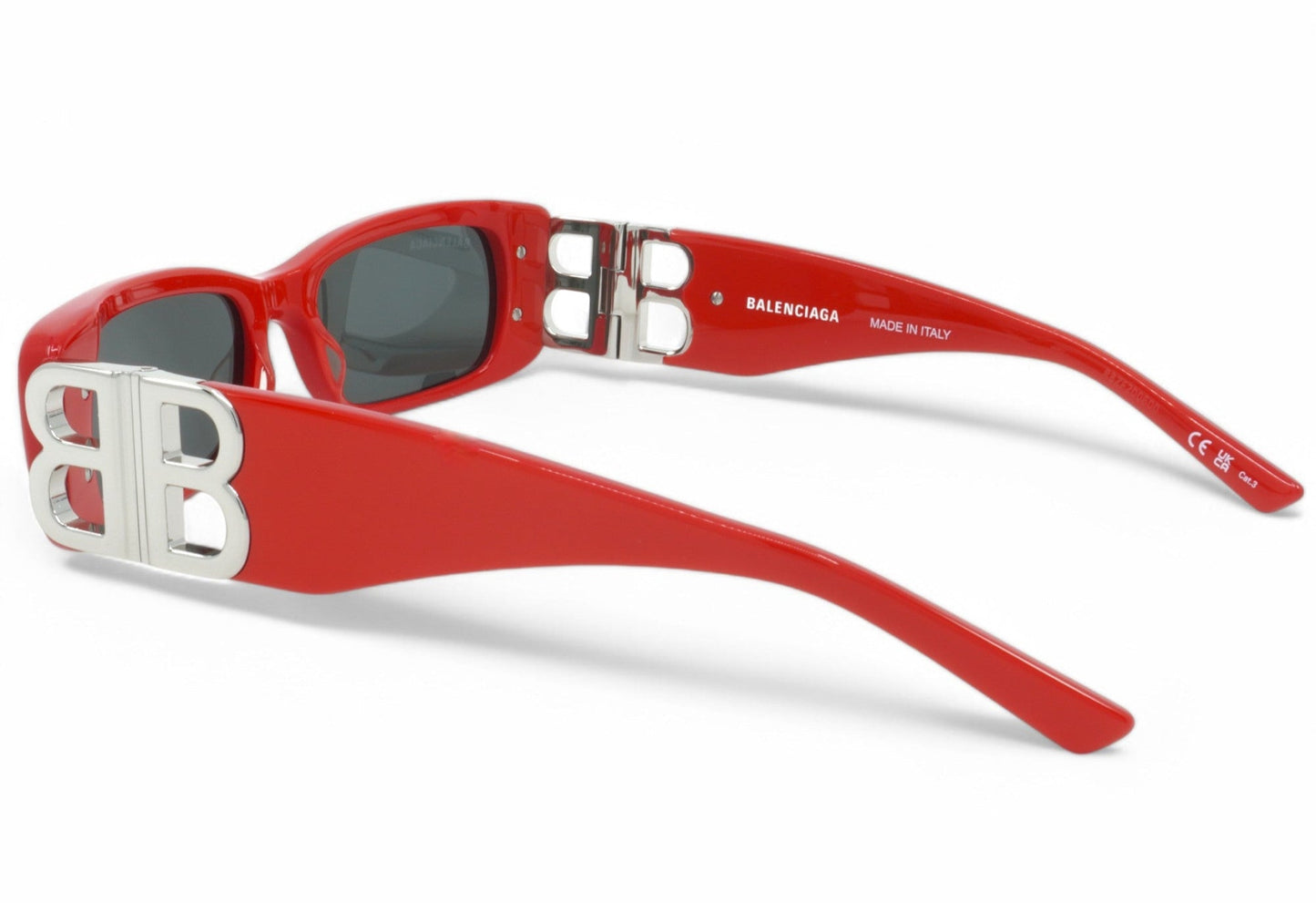 Women's Balenciaga Rectangular Sunglasses - Red/Silver