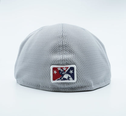 New Era Men's Milb Auburn Doubledays 5950 Fitted Batting Practice-Gray