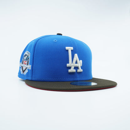 New Era Men's MLB La Dodgers 5950 Fitted '50Th Anniversary'-Blue/Brown Hats