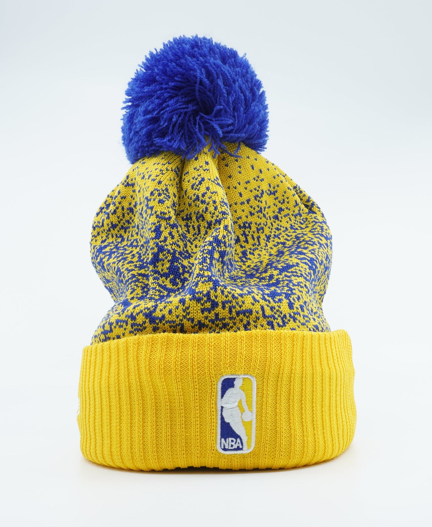 Men's New Era NBA Gs Warriors On The Court Pom Beanie - Yellow/Blue