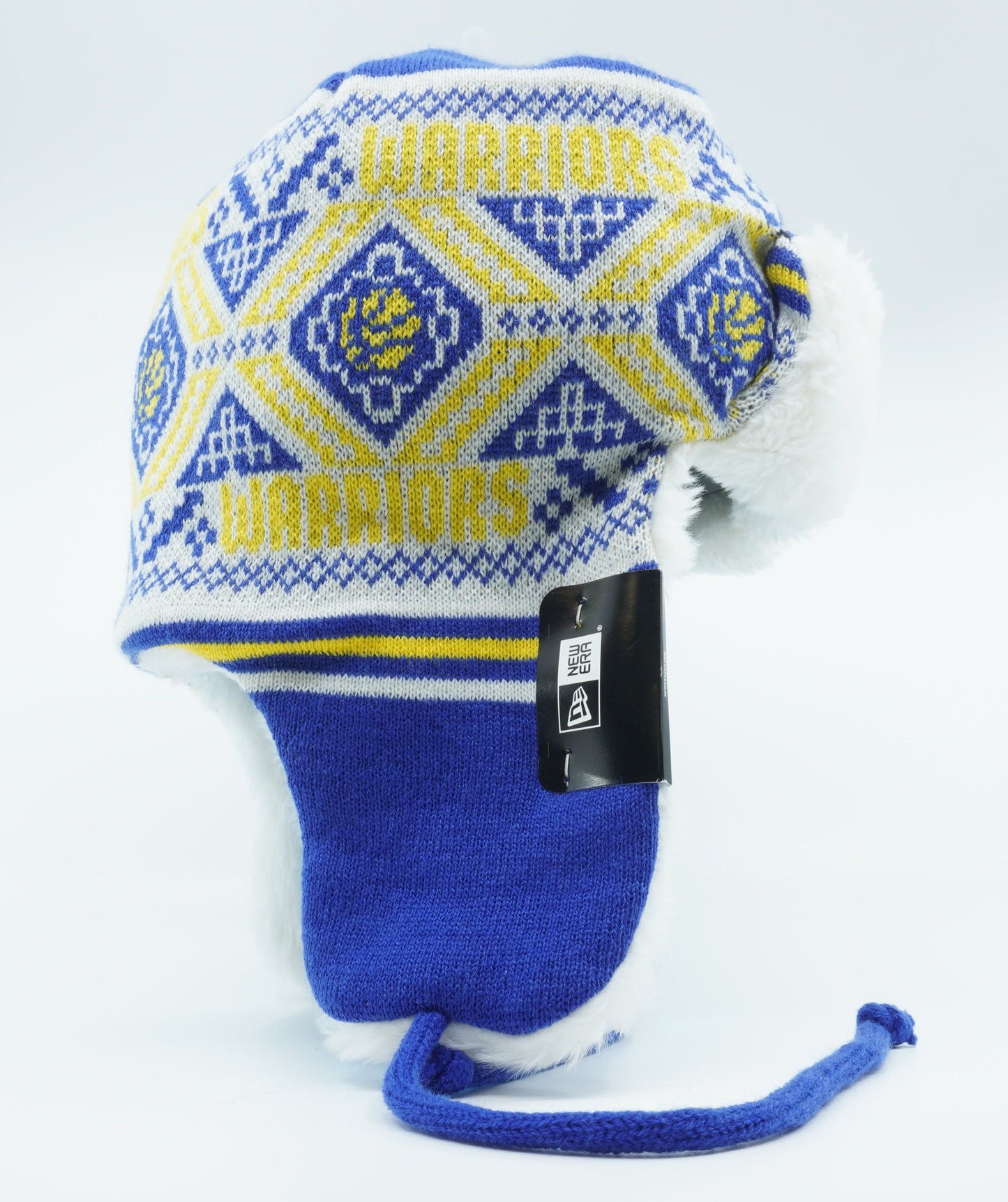 Men's New Era NBA Golden State Warriors Festive Trapper Beanie - Blue