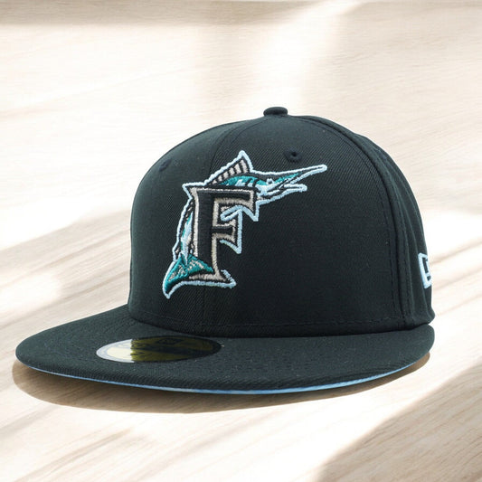 New Era Men's MLB Miami Marlins 5950 Cloud Under Fitted Black
