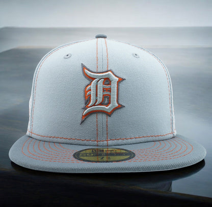 New Era Men's MLB Detroit Tigers 5950 Gray Pop Fitted Gray/Orange