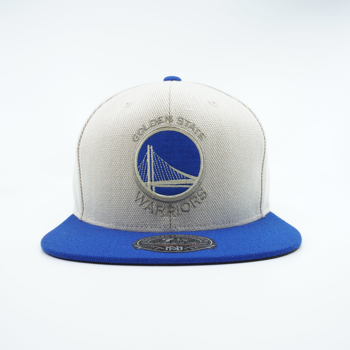 Mitchell & Ness Men's NBA Golden State Warriors Off White Cream Oxford Fitted Fitted Caps