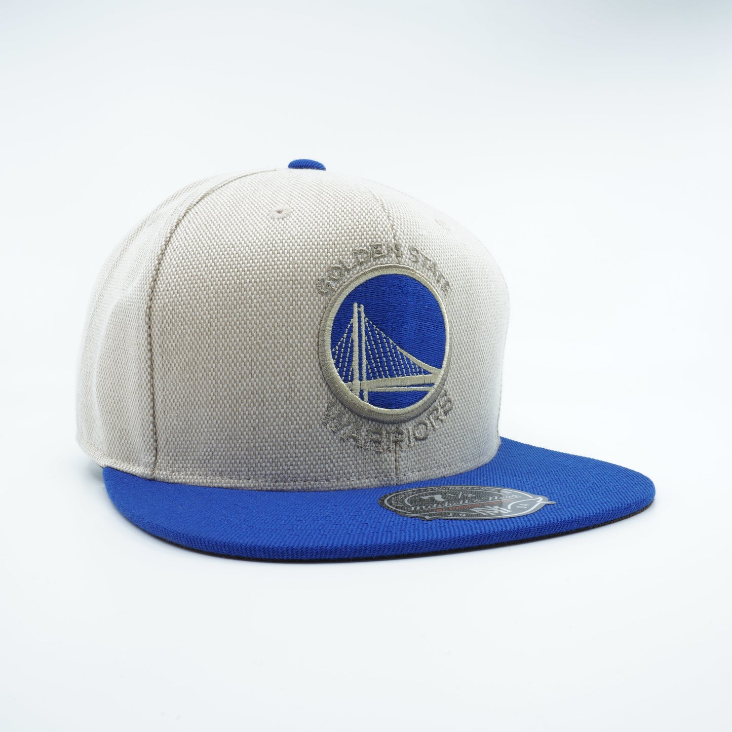 Mitchell & Ness Men's NBA Golden State Warriors Off White Cream Oxford Fitted Fitted Caps