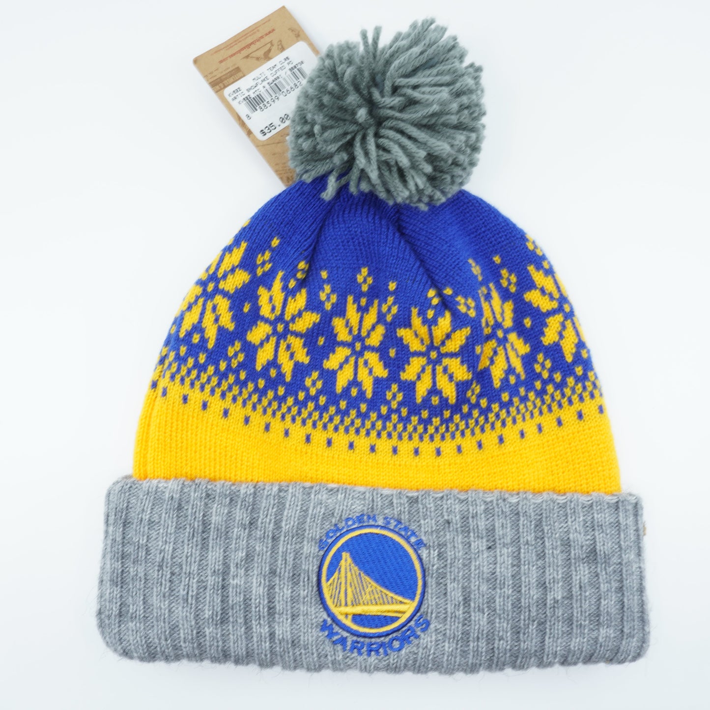 Mitchell & Ness Men's NBA Golden State Warriors Artic Snowflake Cuffed Beanie