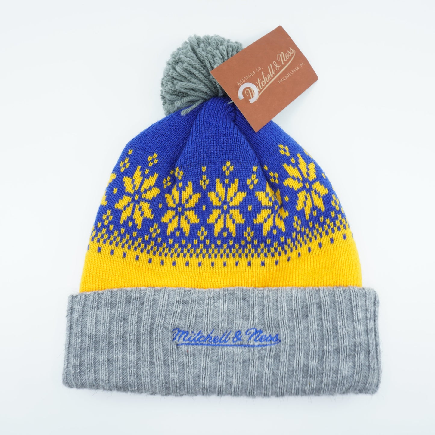 Mitchell & Ness Men's NBA Golden State Warriors Artic Snowflake Cuffed Beanie