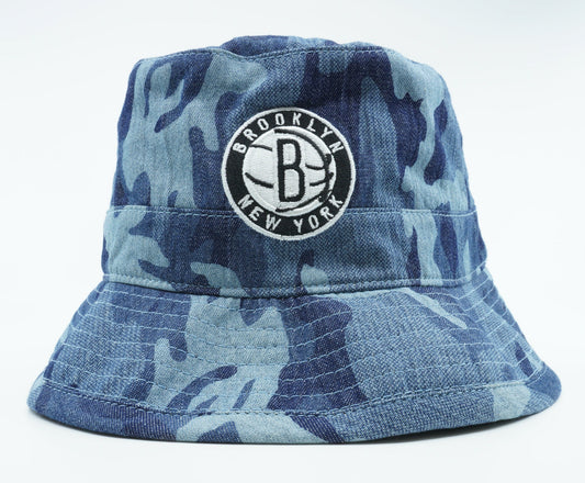 Mitchell & Ness Men's NBA Brooklyn Nets Camouflage Denim Bucket Hat Hats