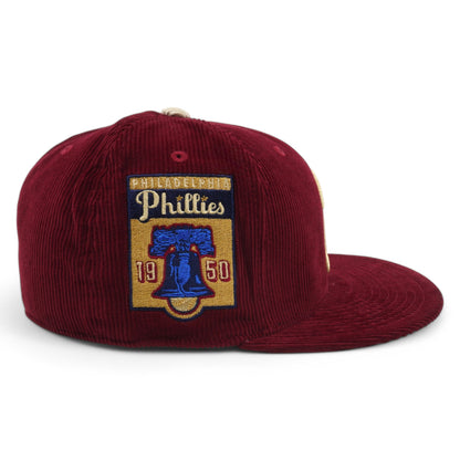 Mitchell & Ness Men's MLB Team Cord Fitted Phillies 1950 Fitted Caps