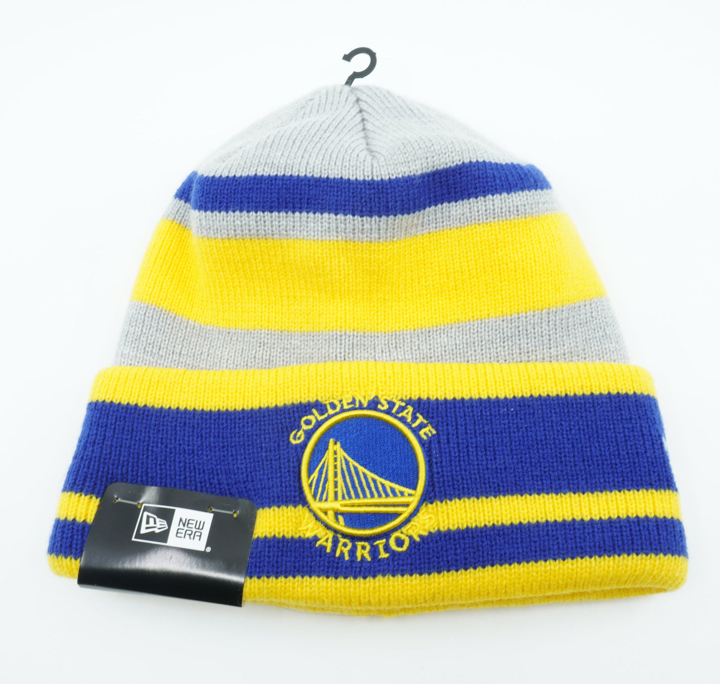 New Era Men's NBA Gs Warriors Knit Gray Layer Beanie Yellow/Blue