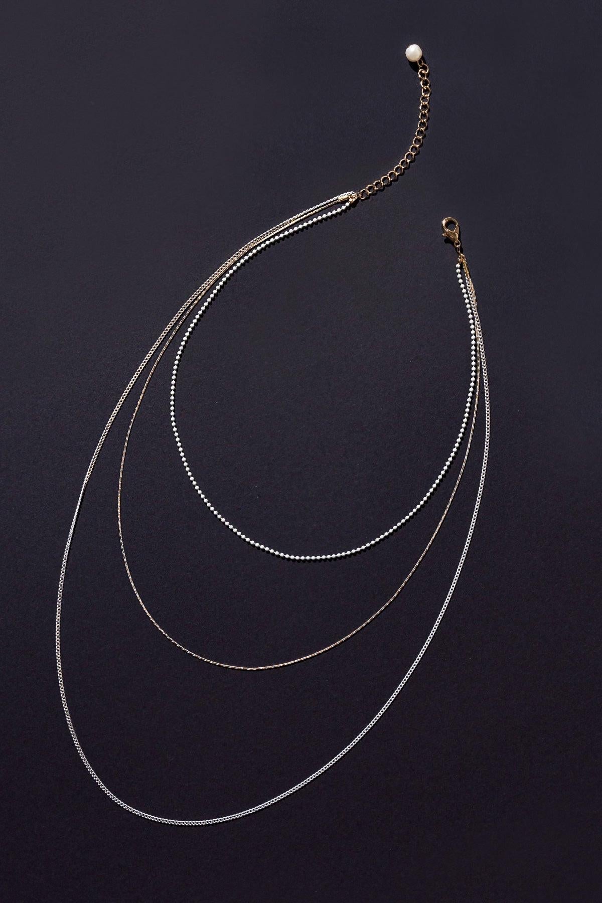 3 Chain Layerd Charm Necklace
