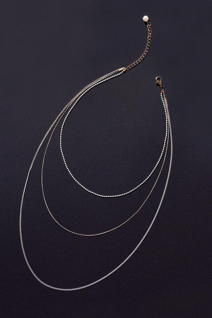 3 Chain Layerd Charm Necklace