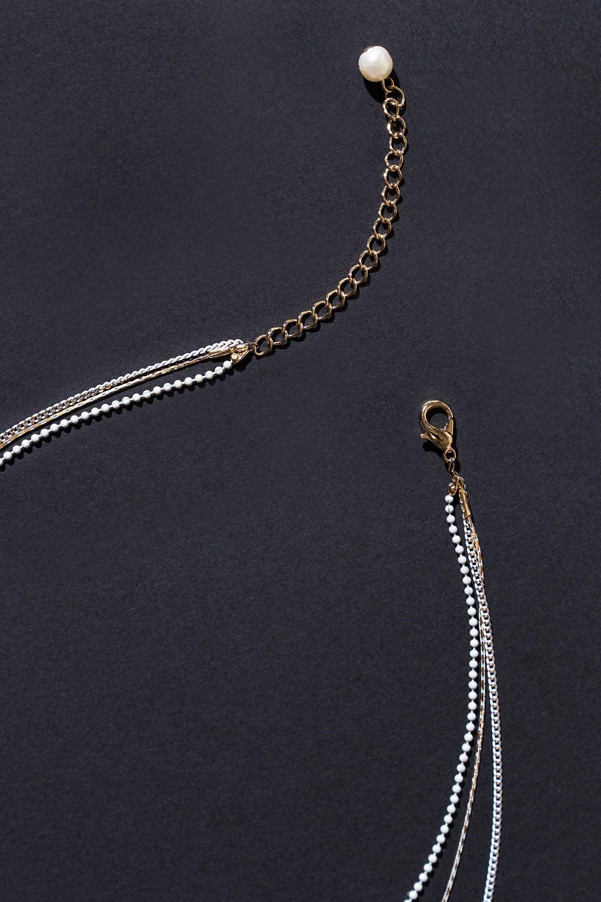 3 Chain Layerd Charm Necklace