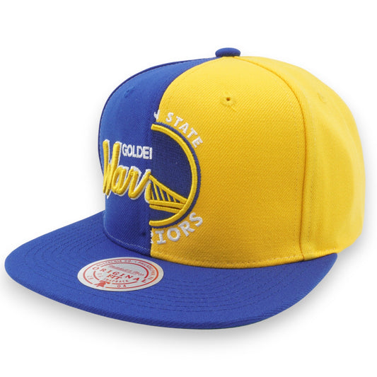 Men's Mitchell & Ness NBA Split Crown Snapback Warriors