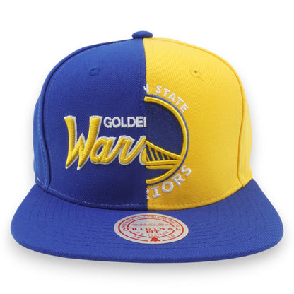 Mitchell & Ness Men's NBA Split Crown Snapback Warriors Snapback Caps