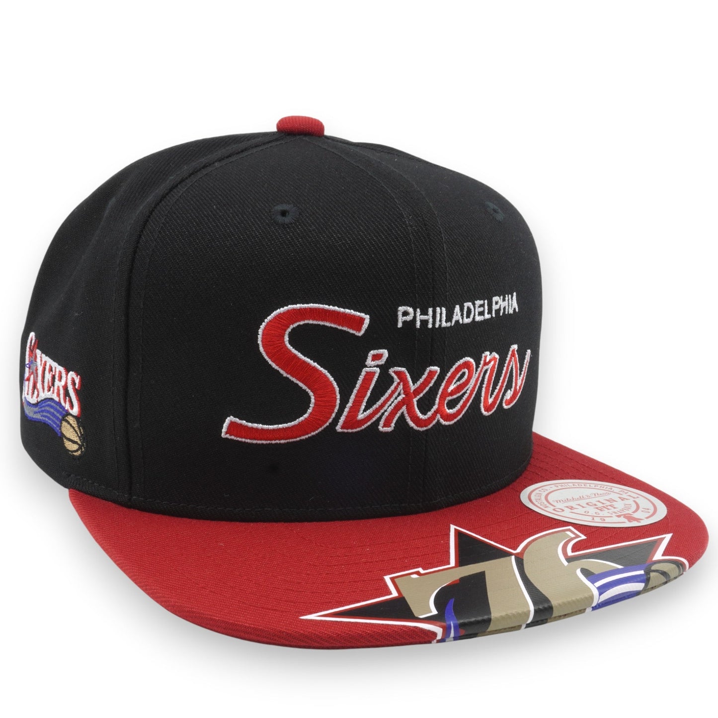 Men's Mitchell & Ness NBA Big Mouth Snapback Hwc 76Ers - Black