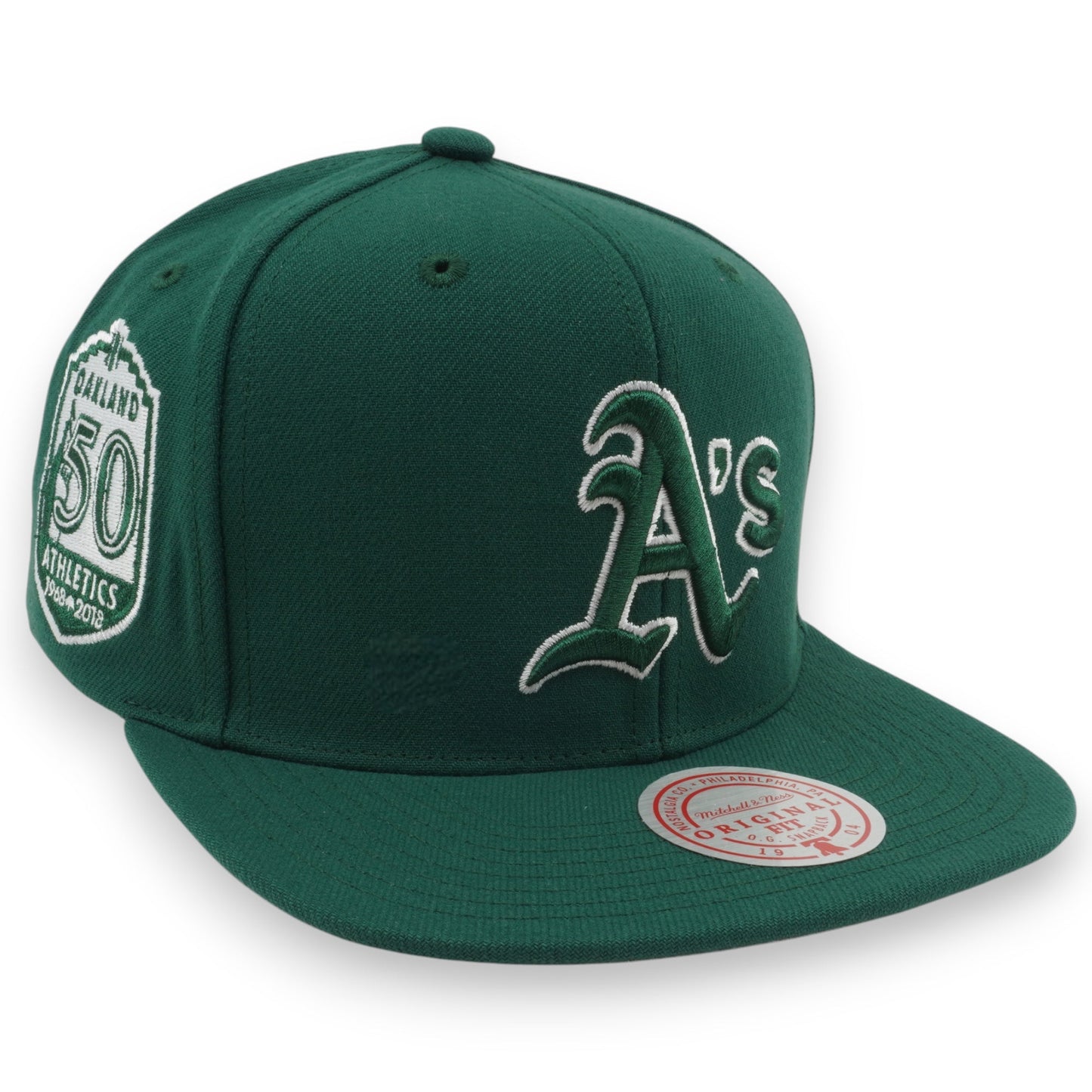 Men's Mitchell & Ness MLB Back To Basics Snapback Athletics - Green