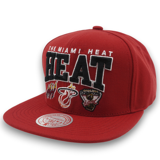 Men's Mitchell & Ness NBA Champ Stack Snapback Hwc Heat - Red