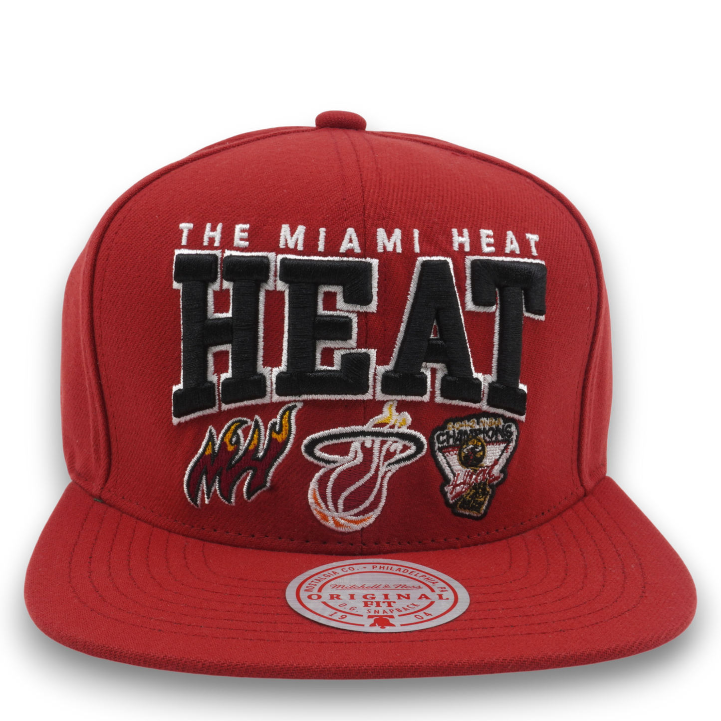 Men's Mitchell & Ness NBA Champ Stack Snapback Hwc Heat - Red