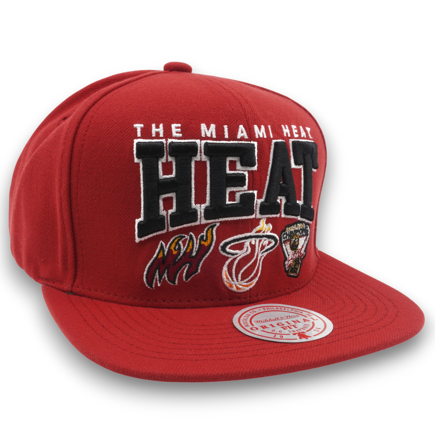 Men's Mitchell & Ness NBA Champ Stack Snapback Hwc Heat - Red