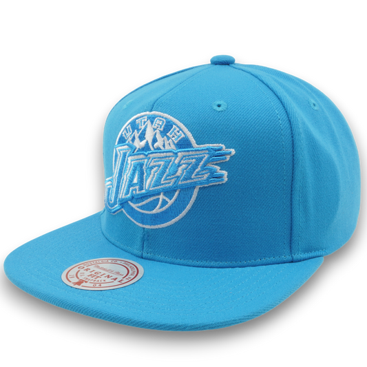 Men's Mitchell & Ness NBA Back To Basics Snapback Hwc Jazz - Light Blue