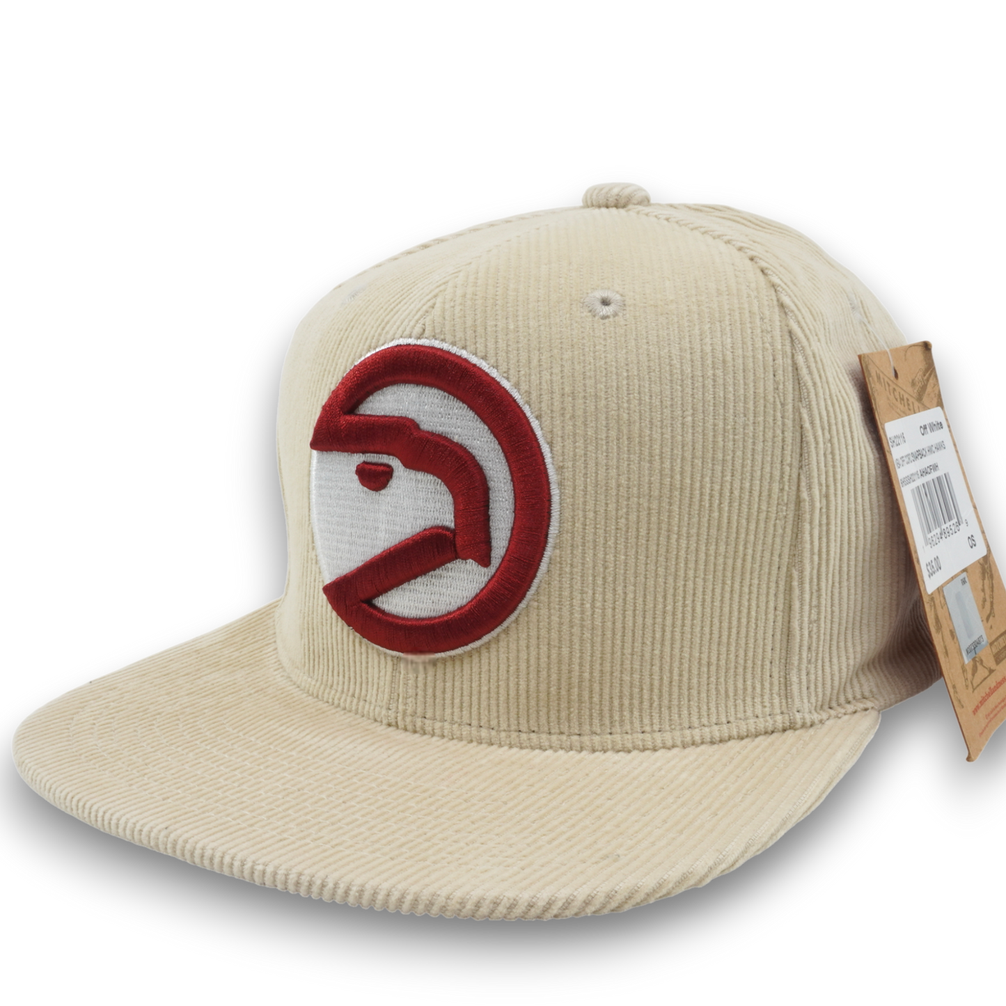 Men's Mitchell & Ness NBA Off Cord Snapback Hwc Hawks - Off White