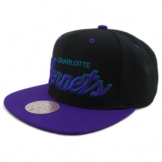 Men's Mitchell & Ness NBA Script Pop Snapback Hornets