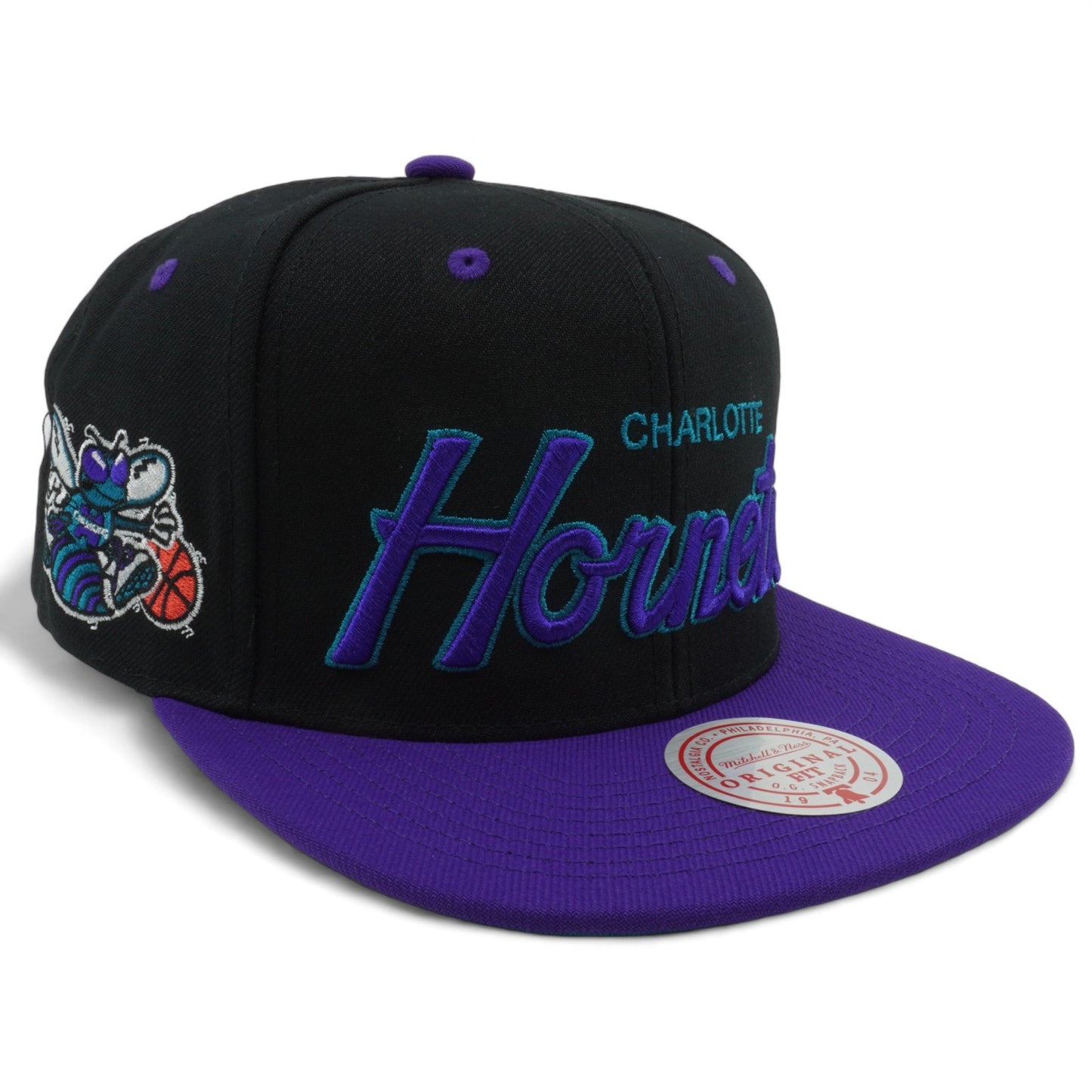 Men's Mitchell & Ness NBA Script Pop Snapback Hornets